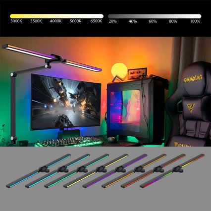 Brilagi - LED RGB dimeriuojama jutiklinė stalinė lempa su spaustuku VARIO LED/18W/230V 3000-6500K CRI 96