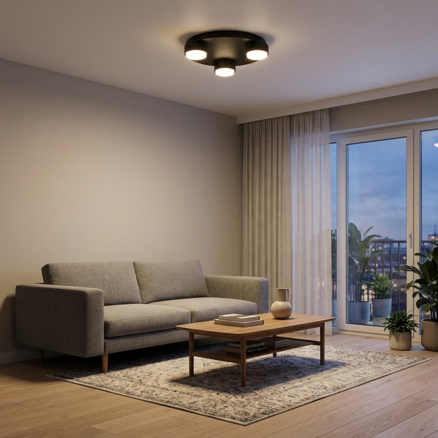 BRILAGI - LED RGB+CCT dimeriuojamas lubinis šviestuvas MONO 3xGX53/14W/230V 2700-6500K Wi-Fi Tuya, skersmuo 30 cm, juodas