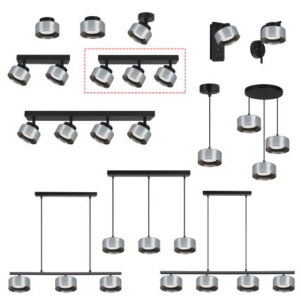 BRILAGI - LED RGB+CCT Dimeriuojamas taškinis šviestuvas AURA LUX 3xGX53/14W/230V 2700-6500K Wi-Fi Tuya juoda/dūminė