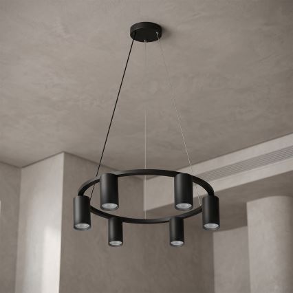 BRILAGI - LED RGBW dimeriuojama pakabinama liustra ant kabelio SELE 6xGU10/6,5W/230V 2700-6500K juoda + nuotolinis valdymas