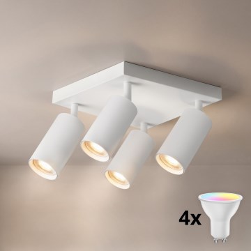 BRILAGI - LED RGBW dimeriu reguliuojamas taškinis šviestuvas SELE SQUARE 4xGU10/6,5W/230V 2700-6500K balta