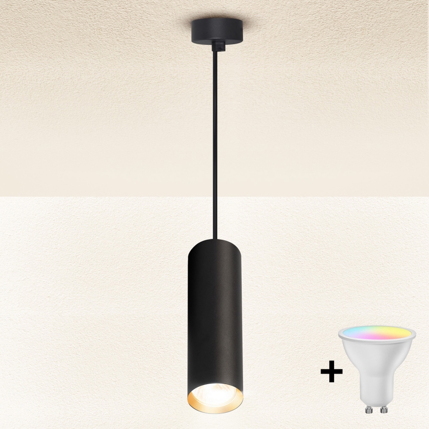 Brilagi - LED RGBW dimeriuojama liustra ant laido SELE 1xGU10/6,5W/230V 2700-6500K juoda/auksinė