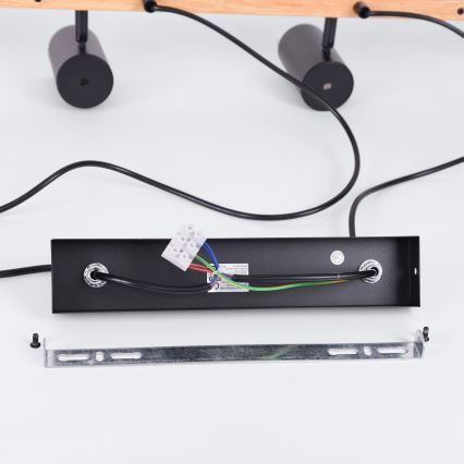 BRILAGI - LED RGBW reguliuojamas pakabinamas šviestuvas ant laido SELE 6xGU10/6,5W/230V 2700-6500K juodas/ąžuolo dekoras + nuotolinis valdymas