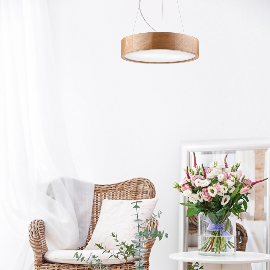 Brilagi - LED RGBW dimeriuojama liustra ant laido CARVALHO 2xE27/15W/230V 2700-6500K Wi-Fi ąžuolas skersmuo 37 cm