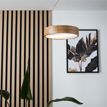 Brilagi - LED RGBW dimeriuojama liustra ant laido CARVALHO 2xE27/9W/230V 2700-6500K Wi-Fi ąžuolas skersmuo 37 cm