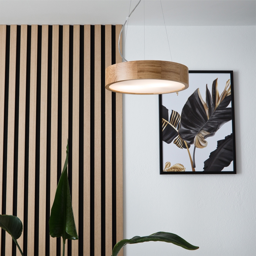 Brilagi - LED RGBW dimeriuojama liustra ant laido CARVALHO 2xE27/9W/230V 2700-6500K Wi-Fi ąžuolas skersmuo 37 cm