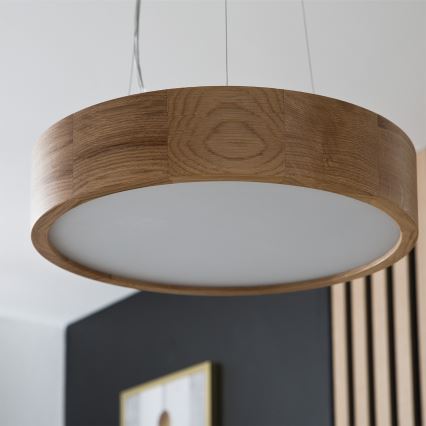 Brilagi - LED RGBW dimeriuojama liustra ant laido CARVALHO 2xE27/9W/230V 2700-6500K Wi-Fi ąžuolas skersmuo 37 cm