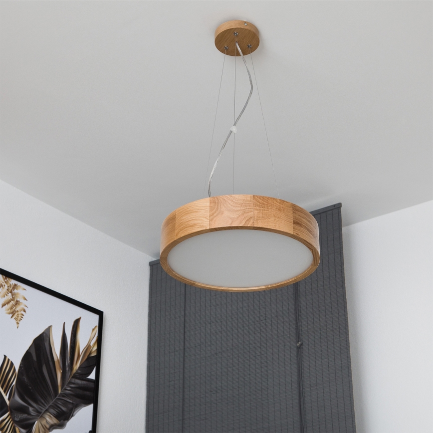 Brilagi - LED RGBW dimeriuojama liustra ant laido CARVALHO 2xE27/9W/230V 2700-6500K Wi-Fi ąžuolas skersmuo 37 cm