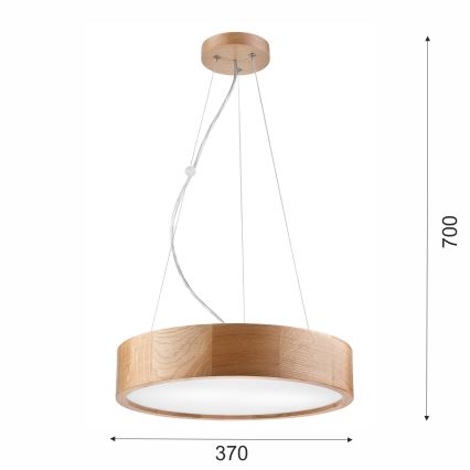 Brilagi - LED RGBW dimeriuojama liustra ant laido CARVALHO 2xE27/9W/230V 2700-6500K Wi-Fi ąžuolas skersmuo 37 cm