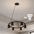 BRILAGI - LED RGBW dimeriuojama pakabinama liustra ant kabelio SELE 6xGU10/6,5W/230V 2700-6500K juoda + nuotolinis valdymas