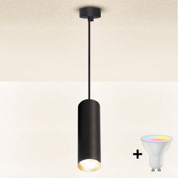Brilagi - LED RGBW dimeriuojamas kabantis šviestuvas ant laido SELE 1xGU10/6W/230V 3000K juoda/auksinė + nuotolinis valdymas