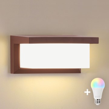 BRILAGI - LED RGBW dimeriuojamas lauko sieninis šviestuvas BRICKY 1xE27/12W/230V 2700-6500K IP54 ruda