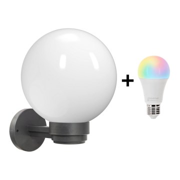 Brilagi - LED RGBW dimeriuojamas lauko sieninis šviestuvas HARBOR 1xE27/9W/230V 2700-6500K IP33 antracitas/balta