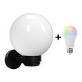 Brilagi - LED RGBW dimeriuojamas lauko sieninis šviestuvas HARBOR 1xE27/9W/230V 2700-6500K IP33 juoda/balta