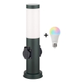 Brilagi - LED RGBW dimeriuojamas lauko šviestuvas su 2 lizdais 1xE27/9W/230V 2700-6500K IP44 40 cm antracitas