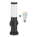 Brilagi - LED RGBW dimeriuojamas lauko šviestuvas su 2 lizdais 1xE27/9W/230V 2700-6500K IP44 40 cm juodas