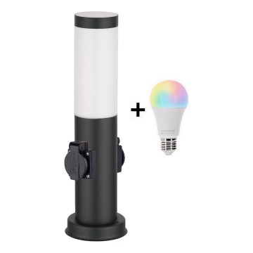 Brilagi - LED RGBW dimeriuojamas lauko šviestuvas su 2 lizdais 1xE27/9W/230V 2700-6500K IP44 40 cm juodas
