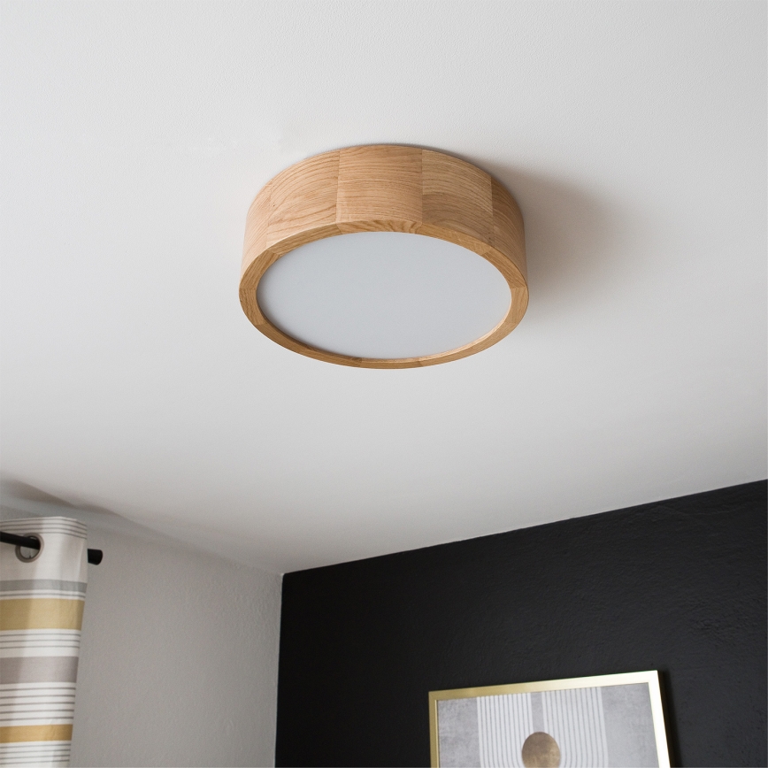 Brilagi - LED RGBW pritemdomas lubinis šviestuvas CARVALHO 1xE27/9W/230V 2700-6500K Wi-Fi ąžuolas skers. 27,5 cm