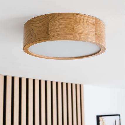 Brilagi - LED RGBW pritemdomas lubinis šviestuvas CARVALHO 1xE27/9W/230V 2700-6500K Wi-Fi ąžuolas skers. 27,5 cm