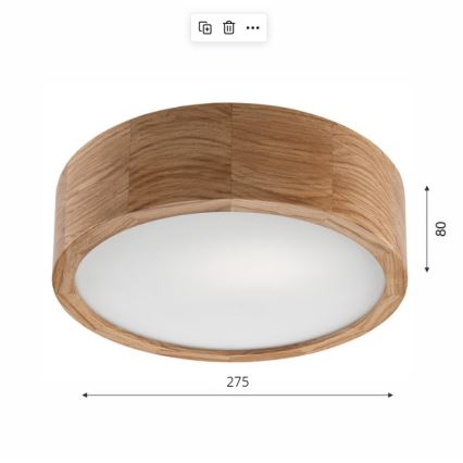 Brilagi - LED RGBW pritemdomas lubinis šviestuvas CARVALHO 1xE27/9W/230V 2700-6500K Wi-Fi ąžuolas skers. 27,5 cm