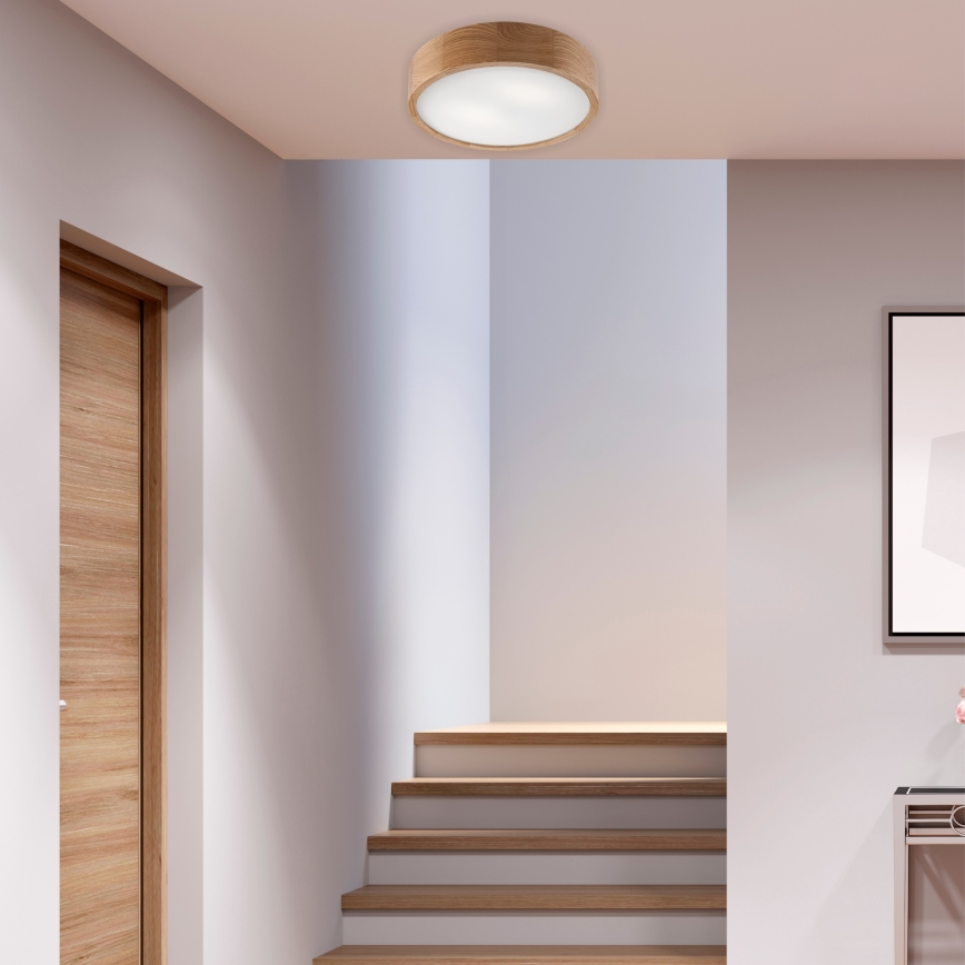 Brilagi - LED RGBW dimeriuojamas lubų šviestuvas CARVALHO 2xE27/15W/230V 2700-6500K Wi‑Fi ąžuolas Ø 37,5 cm