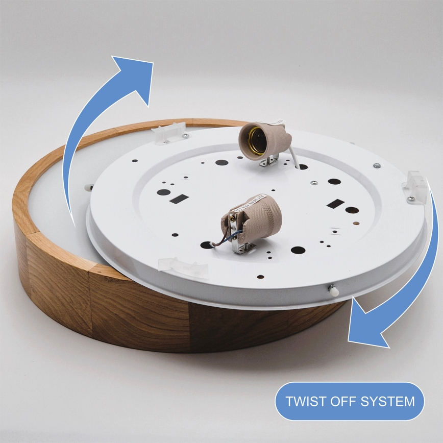 Brilagi - LED RGBW dimeriuojamas lubų šviestuvas CARVALHO 2xE27/15W/230V 2700-6500K Wi‑Fi ąžuolas Ø 37,5 cm