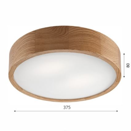 Brilagi - LED RGBW dimeriuojamas lubų šviestuvas CARVALHO 2xE27/15W/230V 2700-6500K Wi‑Fi ąžuolas Ø 37,5 cm