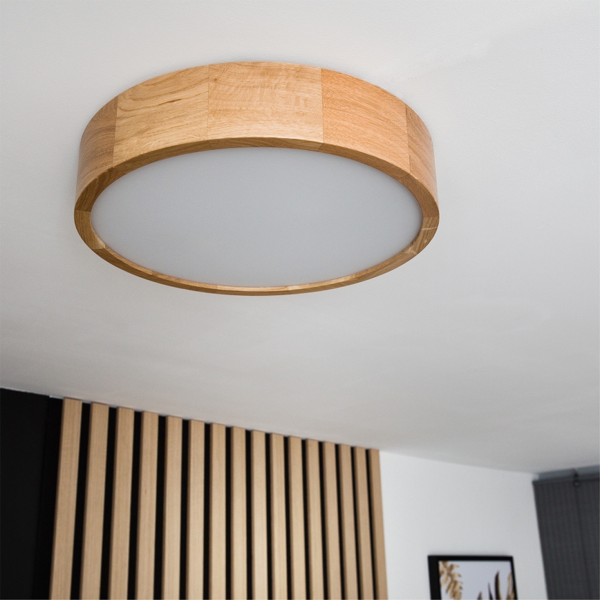Brilagi - LED RGBW dimeriuojamas lubų šviestuvas CARVALHO 2xE27/9W/230V 2700-6500K Wi‑Fi ąžuolas Ø 37,5 cm