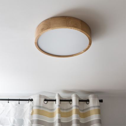 Brilagi - LED RGBW dimeriuojamas lubų šviestuvas CARVALHO 2xE27/9W/230V 2700-6500K Wi‑Fi ąžuolas Ø 37,5 cm