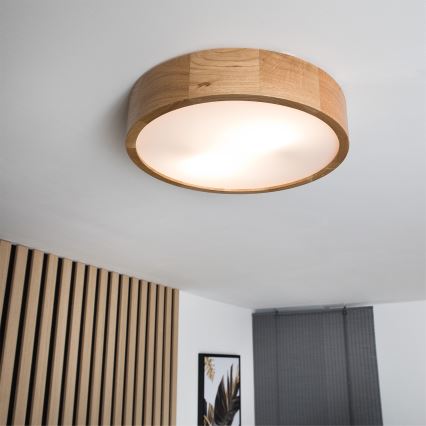 Brilagi - LED RGBW dimeriuojamas lubų šviestuvas CARVALHO 2xE27/9W/230V 2700-6500K Wi‑Fi ąžuolas Ø 37,5 cm