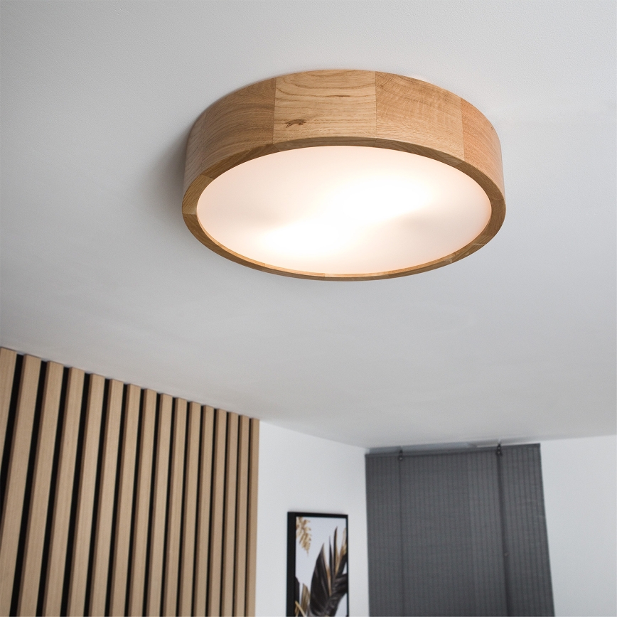 Brilagi - LED RGBW dimeriuojamas lubų šviestuvas CARVALHO 2xE27/9W/230V 2700-6500K Wi‑Fi ąžuolas Ø 37,5 cm