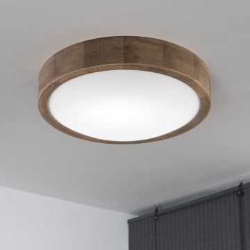 Brilagi - LED RGBW dimeriuojamas lubinis šviestuvas CARVALHO SLIM 1xE27/15W/230V 2700-6500K Wi-Fi ąžuolas skersmuo 27 cm