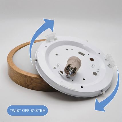 Brilagi - LED RGBW dimeriuojamas lubinis šviestuvas CARVALHO SLIM 1xE27/15W/230V 2700-6500K Wi-Fi ąžuolas skersmuo 27 cm