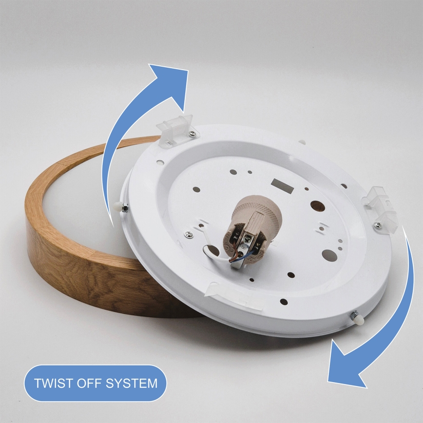 Brilagi - LED RGBW dimeriuojamas lubinis šviestuvas CARVALHO SLIM 1xE27/15W/230V 2700-6500K Wi-Fi ąžuolas skersmuo 27 cm