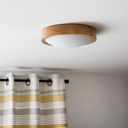 Brilagi - LED RGBW dimeriuojamas lubinis šviestuvas CARVALHO SLIM 1xE27/9W/230V 2700-6500K Wi-Fi ąžuolas skersmuo 27 cm