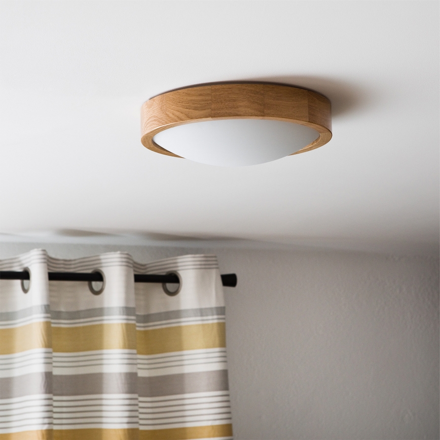 Brilagi - LED RGBW dimeriuojamas lubinis šviestuvas CARVALHO SLIM 1xE27/9W/230V 2700-6500K Wi-Fi ąžuolas skersmuo 27 cm