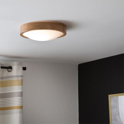Brilagi - LED RGBW dimeriuojamas lubinis šviestuvas CARVALHO SLIM 1xE27/9W/230V 2700-6500K Wi-Fi ąžuolas skersmuo 27 cm
