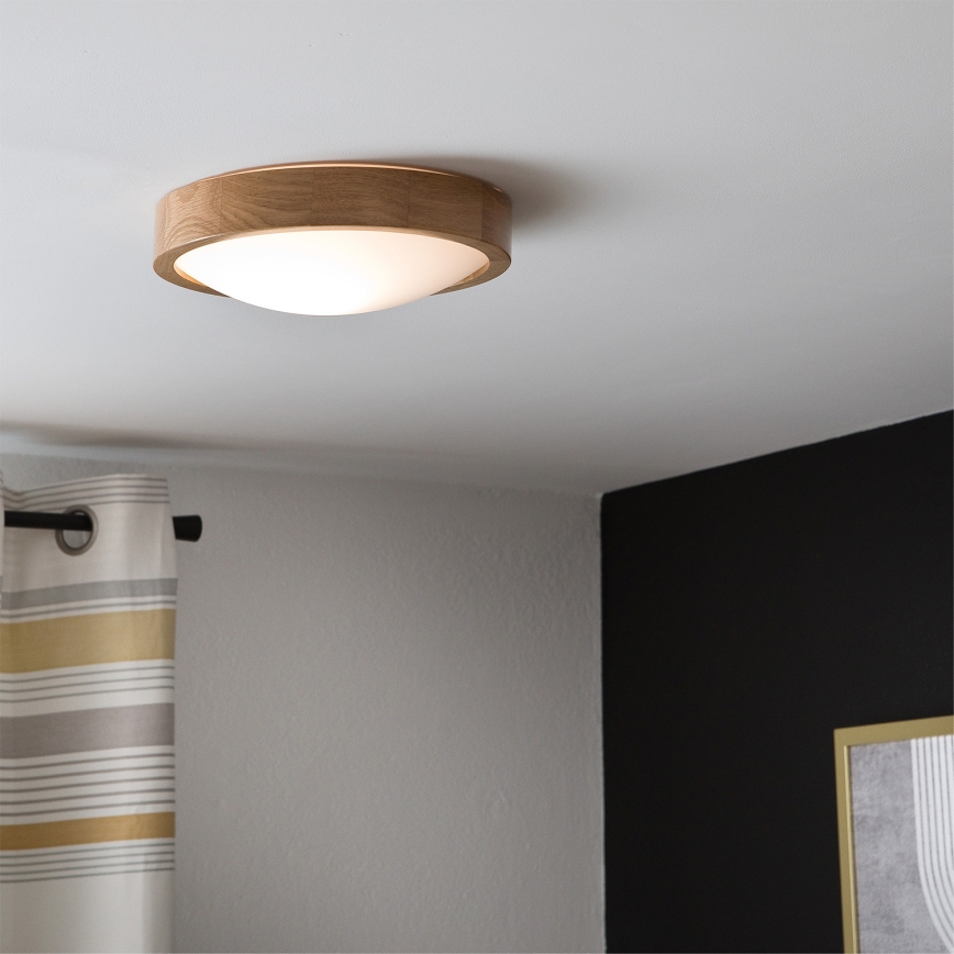 Brilagi - LED RGBW dimeriuojamas lubinis šviestuvas CARVALHO SLIM 1xE27/9W/230V 2700-6500K Wi-Fi ąžuolas skersmuo 27 cm