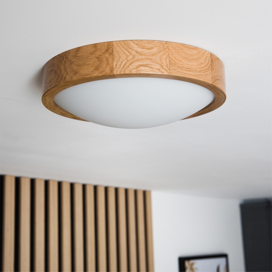Brilagi - LED RGBW dimeriuojamas lubinis šviestuvas CARVALHO SLIM 1xE27/9W/230V 2700-6500K Wi-Fi ąžuolas skersmuo 27 cm