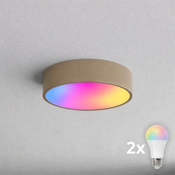 BRILAGI - LED RGBW dimeriuojamas lubinis šviestuvas CLARE 2xE27/12W/230V 2700-6500K skersmuo 30 cm smėlio spalvos