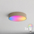BRILAGI - LED RGBW dimeriuojamas lubinis šviestuvas CLARE 3xE27/12W/230V 2700-6500K skersmuo 40 cm smėlio spalvos