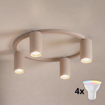 BRILAGI - LED RGBW dimeriuojamas lubinis šviestuvas SELE 4xGU10/6,5W/230V 2700-6500K smėlio spalvos