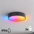 BRILAGI - LED RGBW dimeriuojamas lubinis vonios šviestuvas CLARE 3xE27/12W/230V Ø 40 cm antracitas IP54