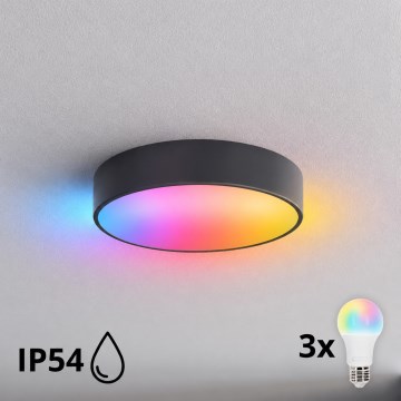 BRILAGI - LED RGBW dimeriuojamas lubinis vonios šviestuvas CLARE 3xE27/12W/230V Ø 40 cm antracitas IP54
