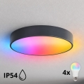 BRILAGI - LED RGBW Dimeriuojamas lubinis vonios šviestuvas CLARE 4xE27/12W/230V skersmuo 50 cm antracito spalvos IP54