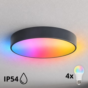 BRILAGI - LED RGBW Dimeriuojamas lubinis vonios šviestuvas CLARE 4xE27/12W/230V skersmuo 50 cm antracito spalvos IP54