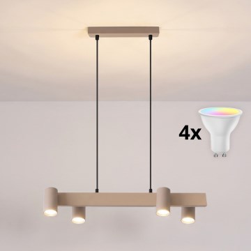BRILAGI - LED RGBW dimeriuojamas pakabinamas liustras su laidu SELE 4xGU10/6,5W/230V 2700-6500K smėlinė