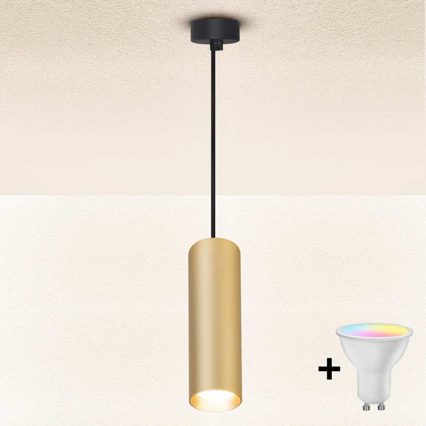 Brilagi - LED RGBW dimeriuojamas pakabinamas šviestuvas su laidu SELE 1xGU10/6,5W/230V 2700-6500K juoda/auksinė
