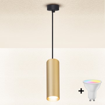 Brilagi - LED RGBW dimeriuojamas pakabinamas šviestuvas su laidu SELE 1xGU10/6W/230V 3000K juoda/auksinė