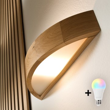 Brilagi - LED RGBW dimeriuojamas sieninis šviestuvas CARVALHO 1xE27/9W/230V 2700-6500K Wi-Fi ąžuolas